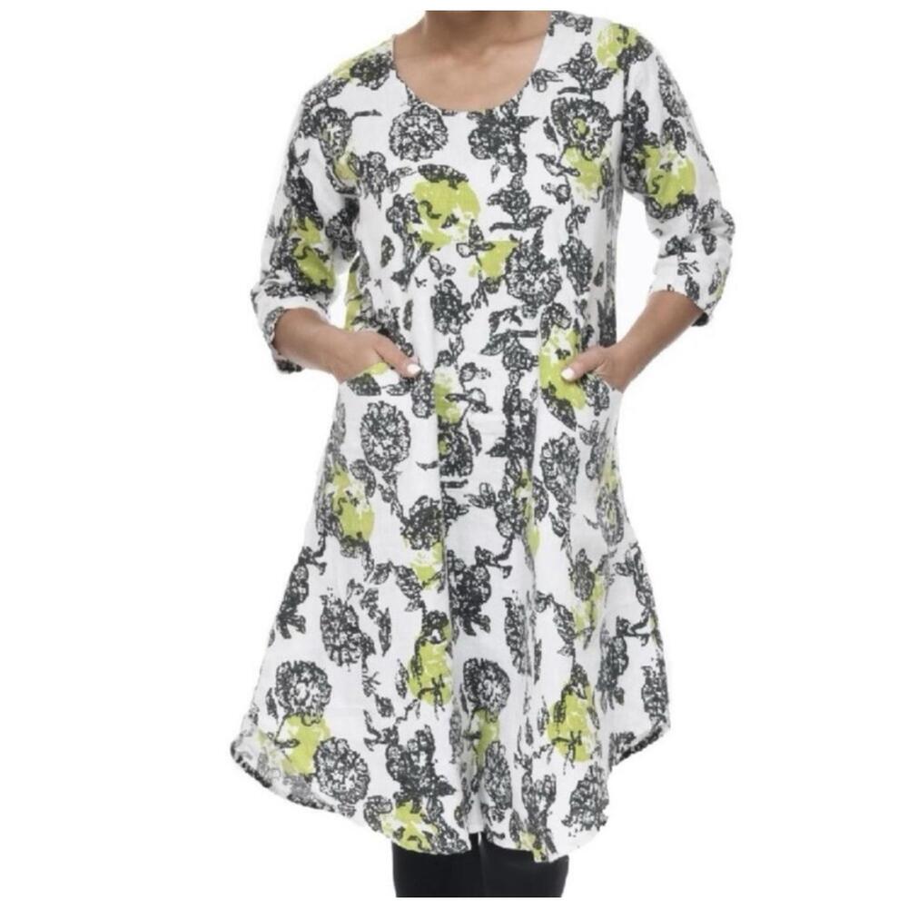 Snapdragon & Twig dress medium M floral linen oversized relaxed lagen look beach